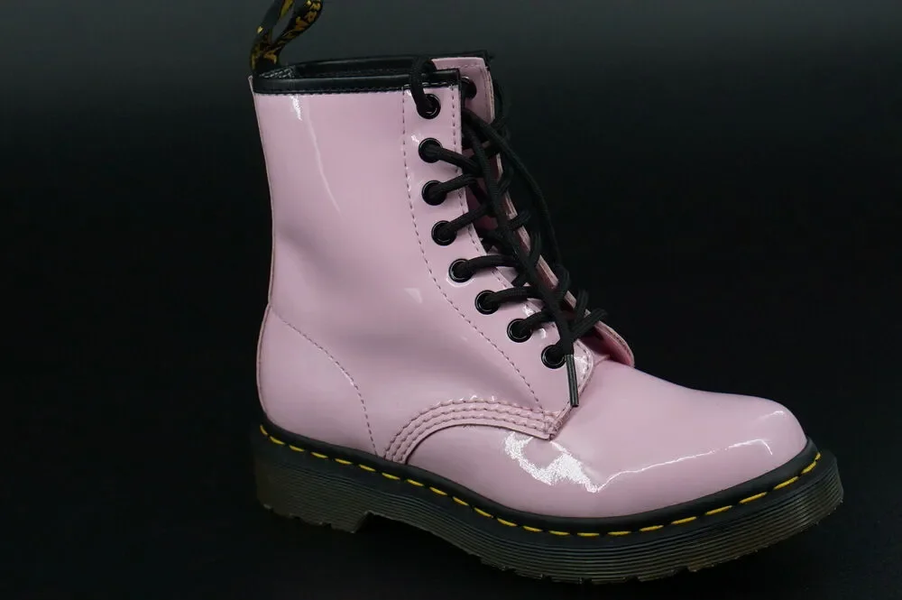 Doc Martens 1460 W combat ankle boots size 5 US laces Pink patent biker military